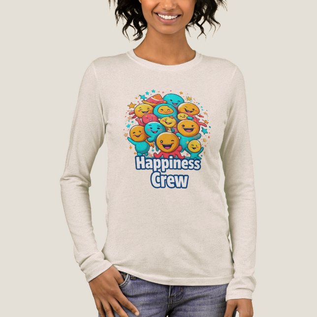 Happiness Crew – Cute & Joyful Long Sleeve Tee (Front)