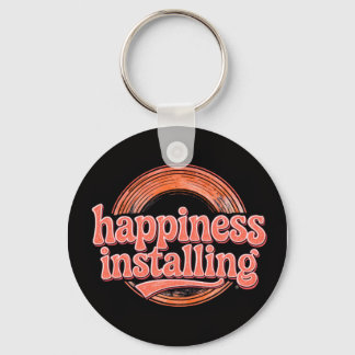happiness.exe Installing - Vintage 70s Retro Coral Key Ring