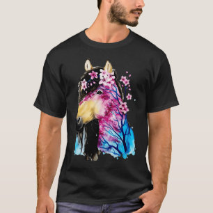 Happiness Floral Horse Watercolor Retro Farm Anima T-Shirt