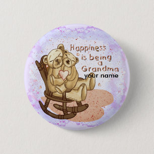 Happiness Grandma pin button