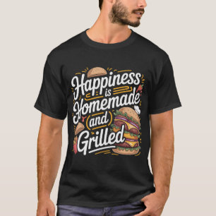 Happiness Homemade Grilled Burger T-Shirt Design