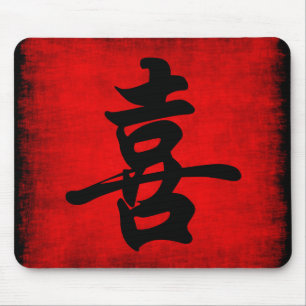 Happiness in Chinese Calligraphy Mouse Pad