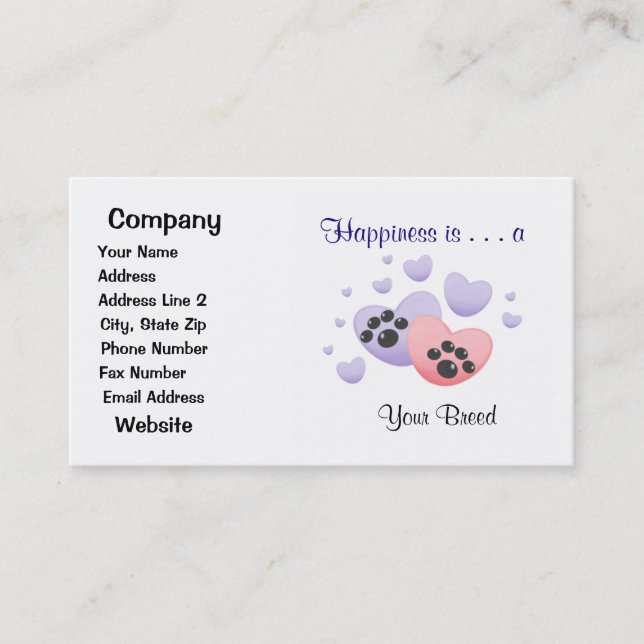 Happiness is a [Breed] Business Card (Front)