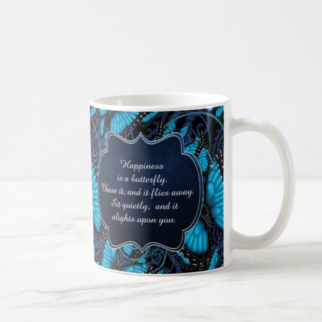 Happiness is a Butterfly: Blue Morpho Butterfly Coffee Mug (Right)