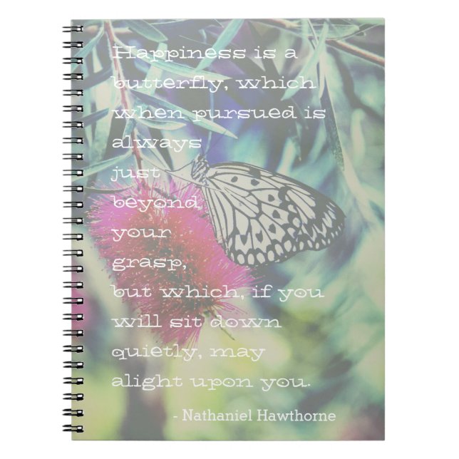 Happiness is a Butterfly - Inspiring Quote Notebook (Front)