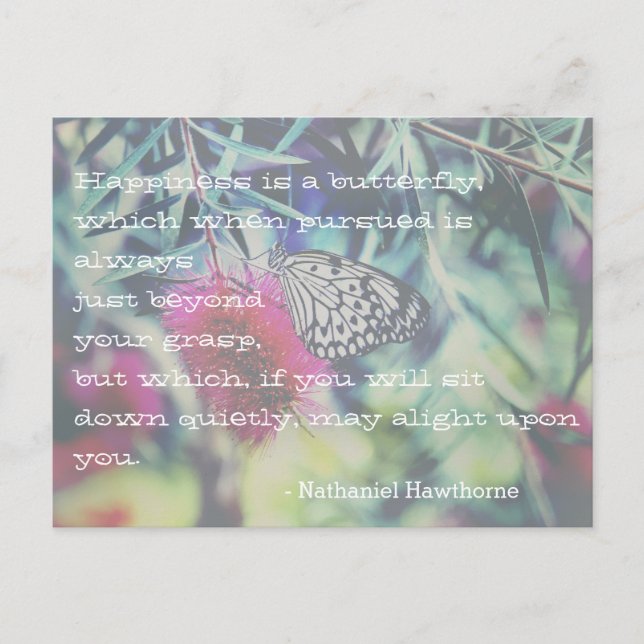 Happiness is a Butterfly - Inspiring Quote Postcard (Front)