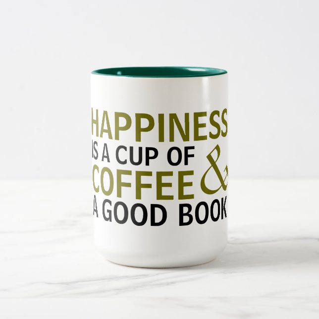 happiness is a cup of coffee good book mug design (Center)