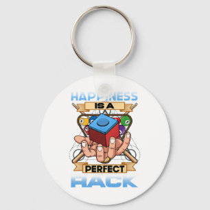 Happiness Is A Perfect Rack I Pool Billiards Playe Key Ring