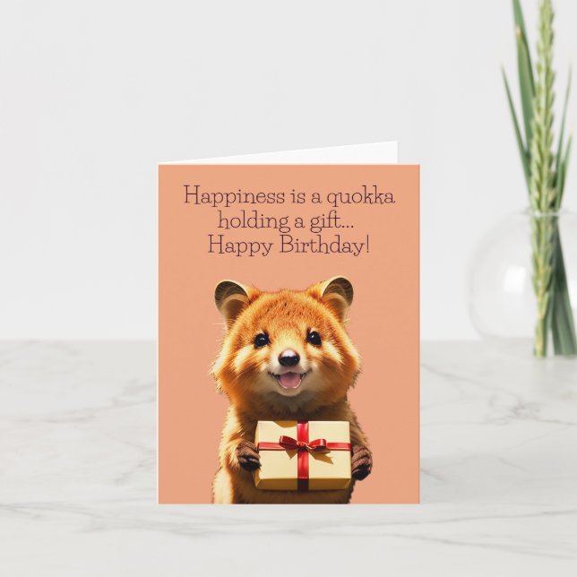 Happiness is a Quokka Funny Cute Greeting Card (Front)