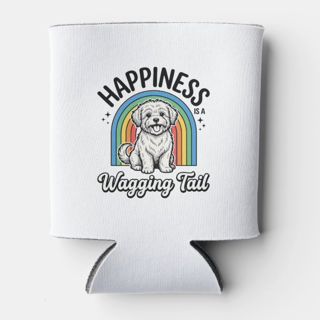 Happiness Is a Wagging Tail Dog Lover Design_1 Can Cooler (Front)