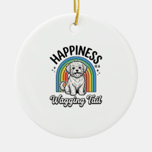 Happiness Is a Wagging Tail Dog Lover Design_1 Ceramic Tree Decoration
