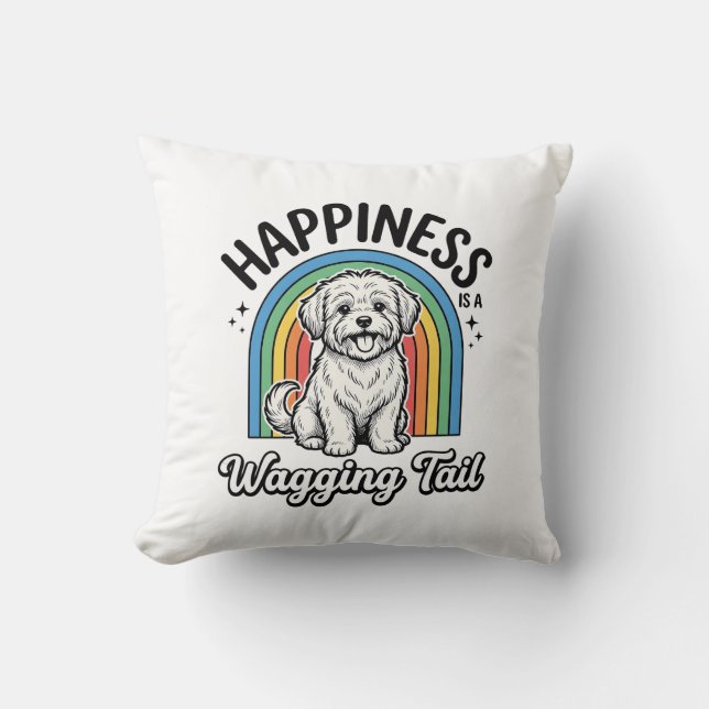 Happiness Is a Wagging Tail Dog Lover Design_1 Cushion (Front)
