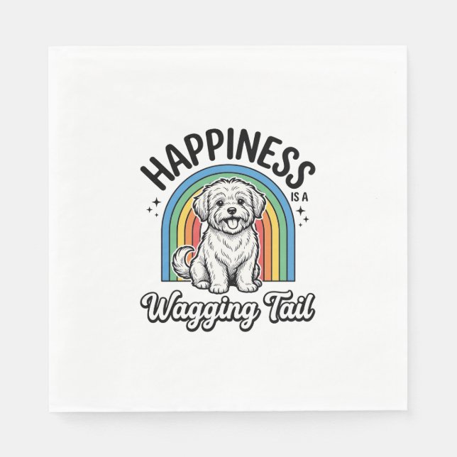Happiness Is a Wagging Tail Dog Lover Design_1 Napkin (Front)