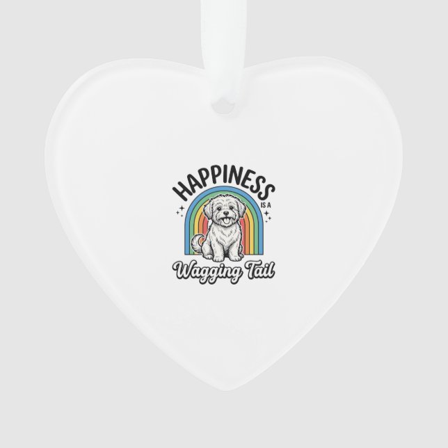 Happiness Is a Wagging Tail Dog Lover Design_1 Ornament (Front)