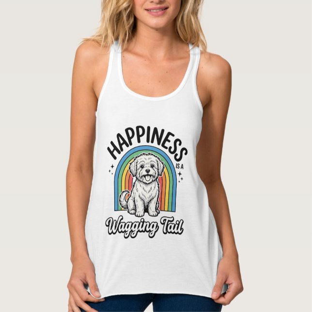Happiness Is a Wagging Tail Dog Lover Design_1 Singlet (Front)