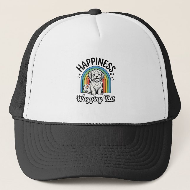Happiness Is a Wagging Tail Dog Lover Design_1 Trucker Hat (Front)