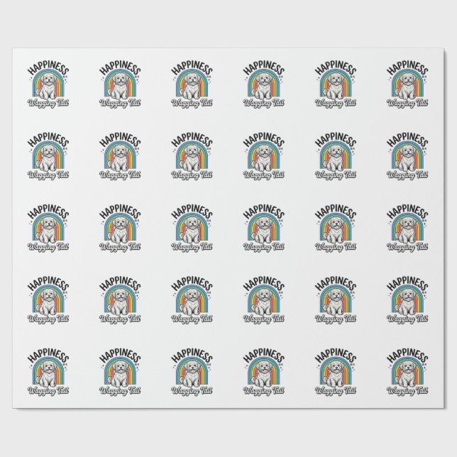 Happiness Is a Wagging Tail Dog Lover Design_1 Wrapping Paper (Flat)
