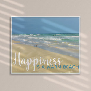 Happiness is a Warm Beach Funny Seaside Home Poster