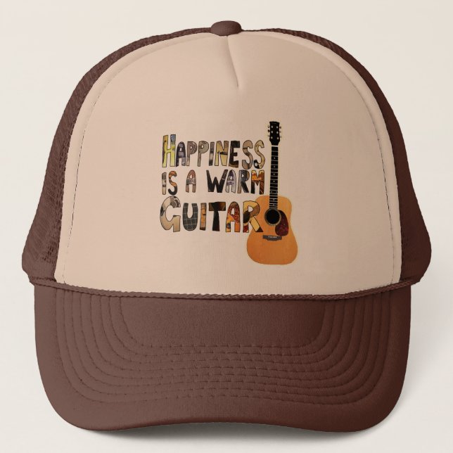 Happiness is a Warm Guitar Trucker Hat (Front)
