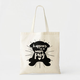 Happiness Is A Warm Pug Silhouette Bag