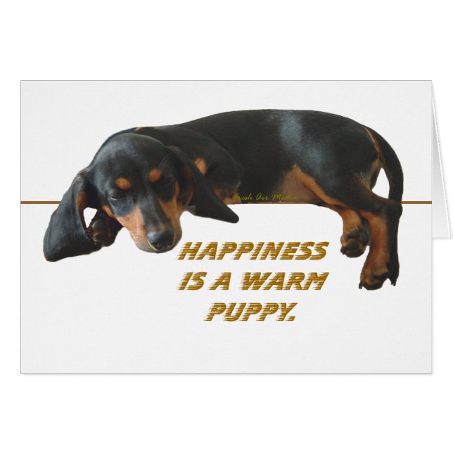 Happiness Is A Warm Puppy Note Card (Front Horizontal)