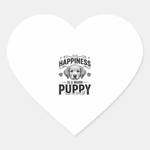 Happiness Is A Warm Puppy Vintage Dog Shirt Design Heart Sticker