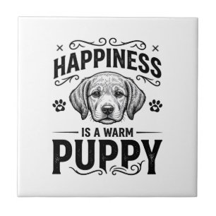Happiness Is A Warm Puppy Vintage Dog Shirt Design Tile