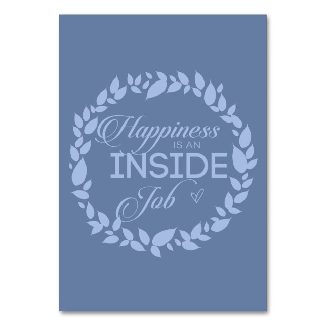 Happiness Is An Inside Job Blue Wreath Table Numbe Table Number (Front)