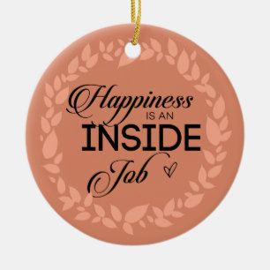 Happiness Is An Inside Job Blush Wreath Ceramic Tree Decoration