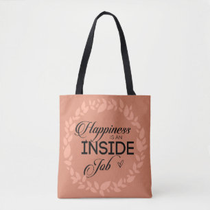 Happiness Is An Inside Job Blush Wreath Tote Bag