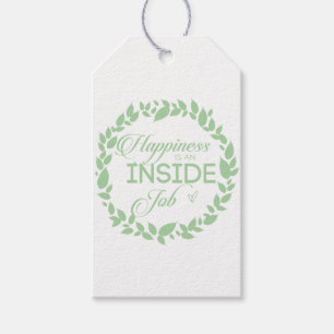 Happiness Is An Inside Job Green Wreath Gift Tags