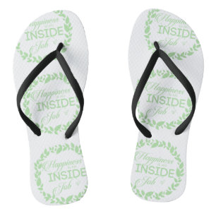 Happiness Is An Inside Job Green Wreath Jandals