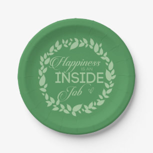 Happiness Is An Inside Job Green Wreath Paper Plat Paper Plate