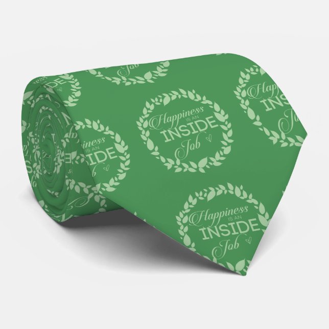 Happiness Is An Inside Job Green Wreath Tie (Rolled)