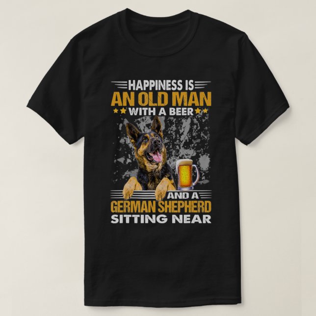 Happiness Is An Old Man With A Beer And A German S T-Shirt (Design Front)