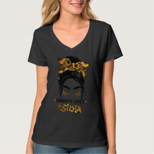 Happiness Is Being A Abuela Messy Bun Leopard Moth T-Shirt