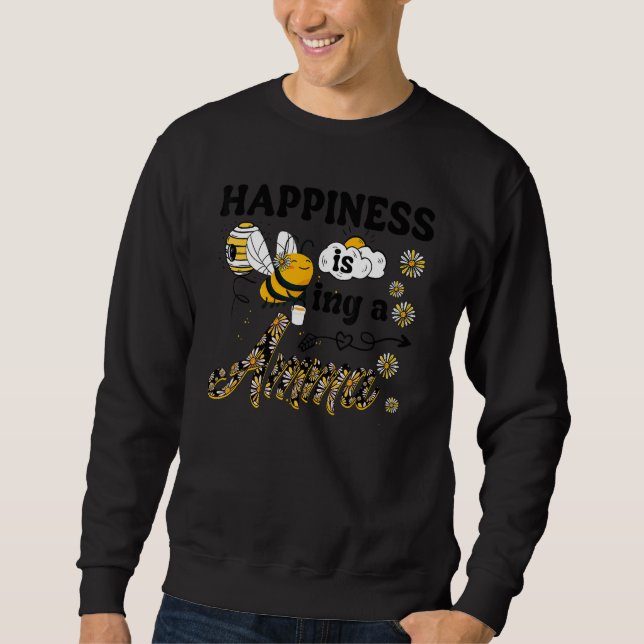Happiness Is Being A Amma Women Honey Bee Flower G Sweatshirt (Front)