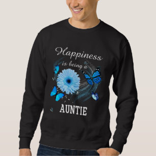 Happiness is being a Auntie Daisy Blue Flower butt Sweatshirt