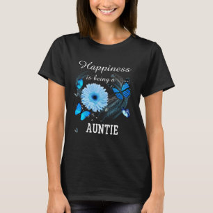 Happiness is being a Auntie Daisy Blue Flower butt T-Shirt