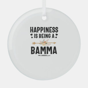 Happiness Is Being A Bamma Thanksgiving Christmas Glass Tree Decoration