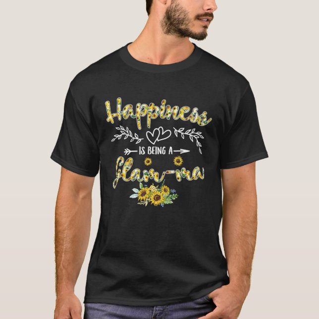Happiness Is Being A Glam ma Women Sunflower Decor T-Shirt (Front)