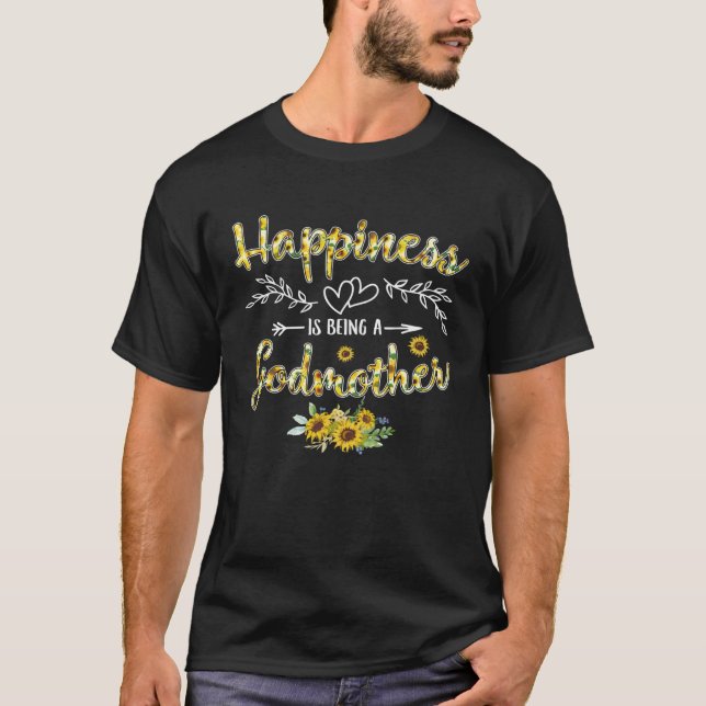 Happiness Is Being A Godmother Women Sunflower Dec T-Shirt (Front)