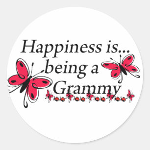Happiness Is Being A Grammy BUTTERFLY Classic Round Sticker
