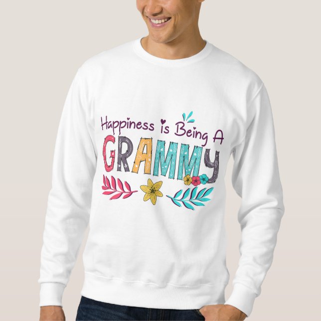 Happiness is being a Grammy Floral Decoration Gran Sweatshirt (Front)