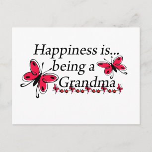 Happiness Is Being A Grandma BUTTERFLY Postcard