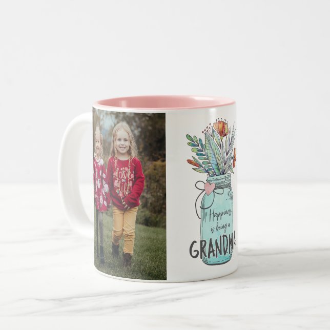 Happiness is being a Grandma Custom Photo Mug (Front Left)