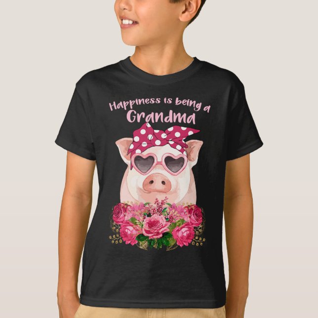 Happiness Is Being a Grandma Cute Pig  Gift For Gr T-Shirt (Front)