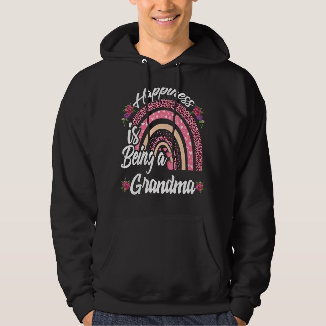 Happiness Is Being A Grandma Cute Rainbow Mothers  Hoodie (Front)