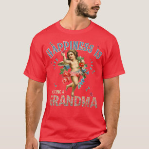 Happiness Is Being A Grandma Women Flower Decor Gr T-Shirt