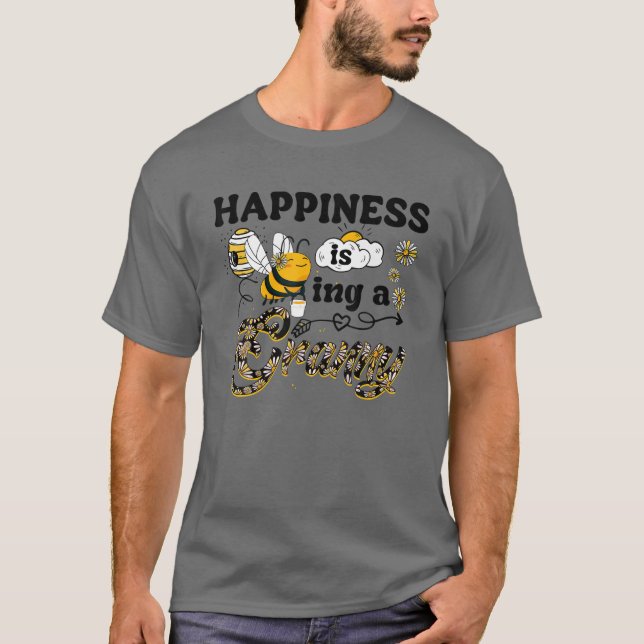 Happiness Is Being A Granny Women Honey Bee Flower T-Shirt (Front)